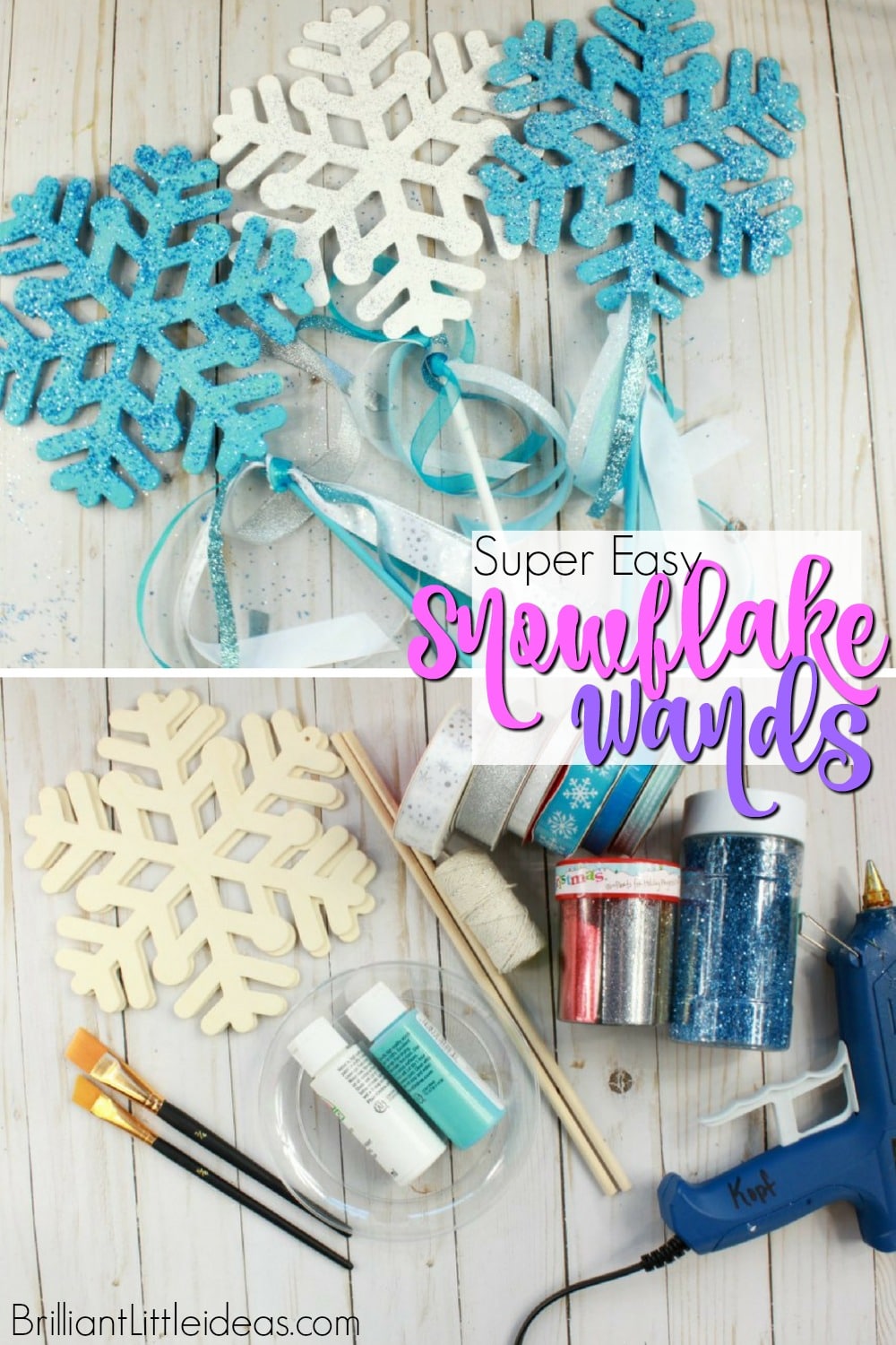 Your kids are going to love this DIY Snowflake Wand party favor. It goes  great with a Frozen Elsa Costume. We used ours for pretend play being Snow  Queens in a winter